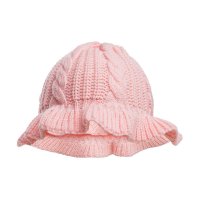 H708-P: Pink Cable Knit Bucket Hat (0-12M)